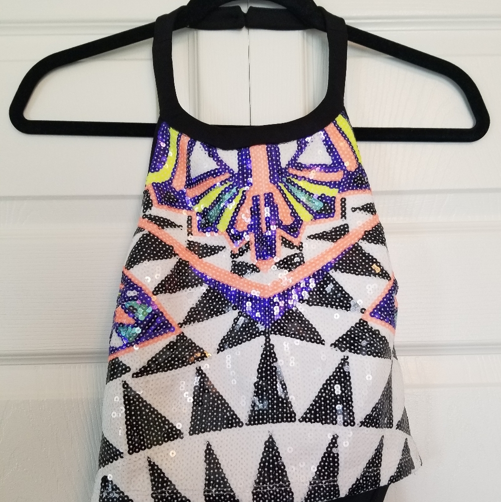 2B BeBe Multi Color Sequin Halter Top